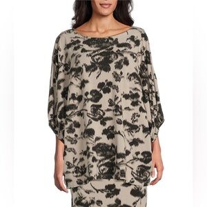 NWT Bryn Walker Sz L Wilder Flori Print Viscose Jersey Elbow Dolman Slee…